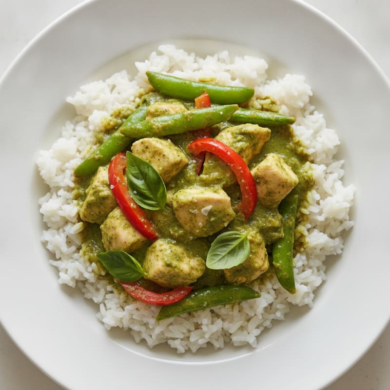 Green Curry Chicken with Coconut Rice