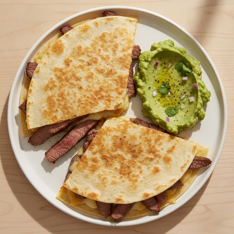Carne Asada Quesadillas with Fresh Guacamole