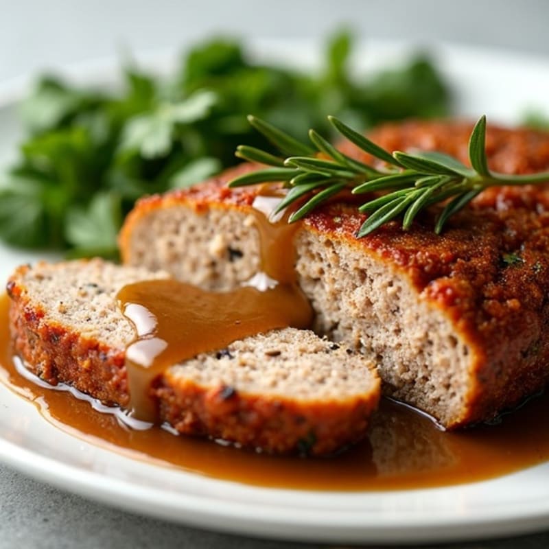 Herb-Crusted Turkey Meatloaf with Mushroom Gravy