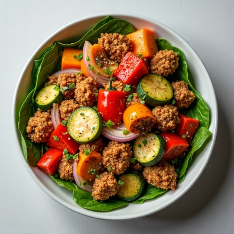 Savory Ground Chicken and Roasted Vegetable Bowl