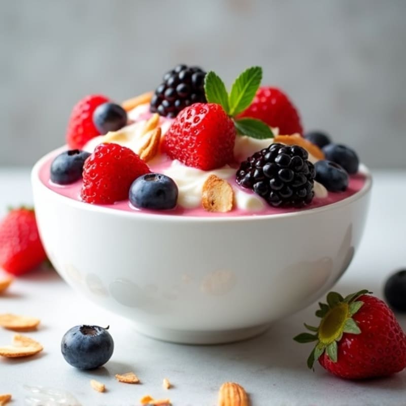 Creamy Greek Yogurt with Fresh Berries and Crunchy Almonds