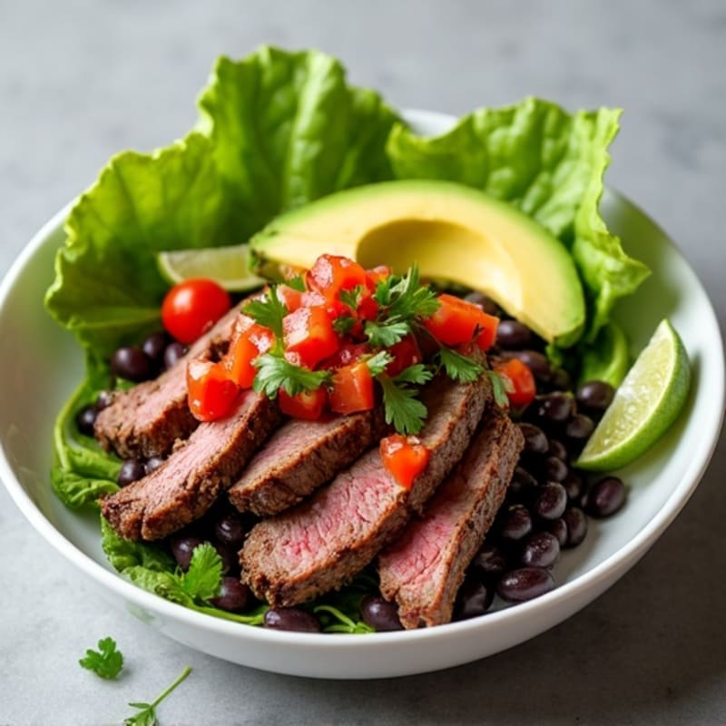 Grilled Steak Taco Bowl with Black Beans and Fresh Salsa