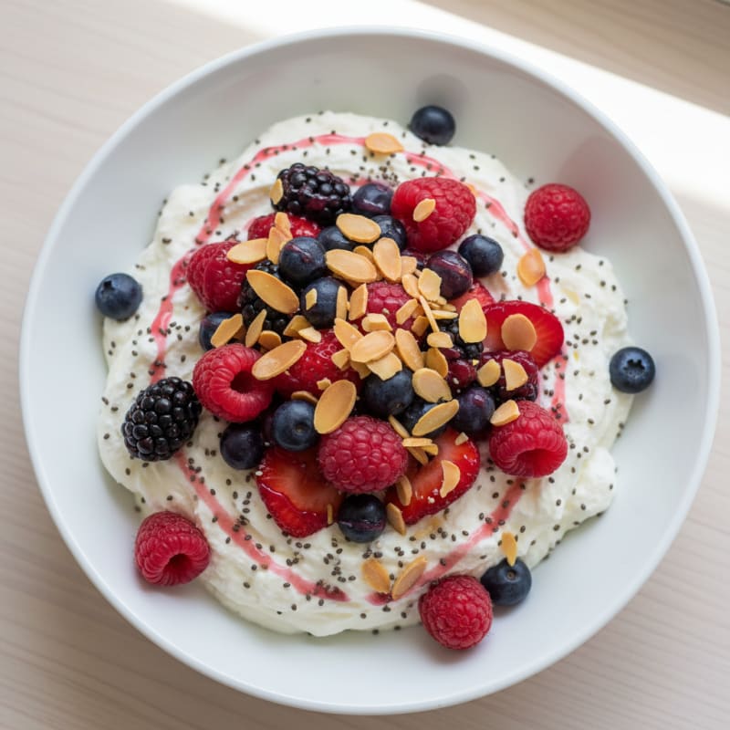 Creamy Greek Yogurt Protein Mousse with Mixed Berries