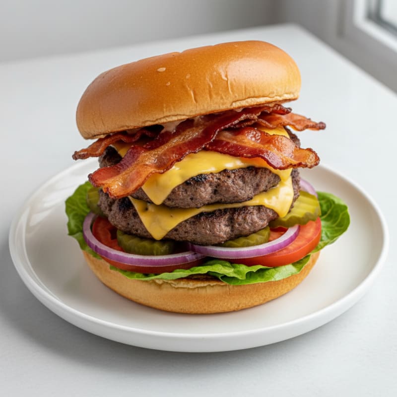 Crispy Double Bacon Cheeseburger Delight