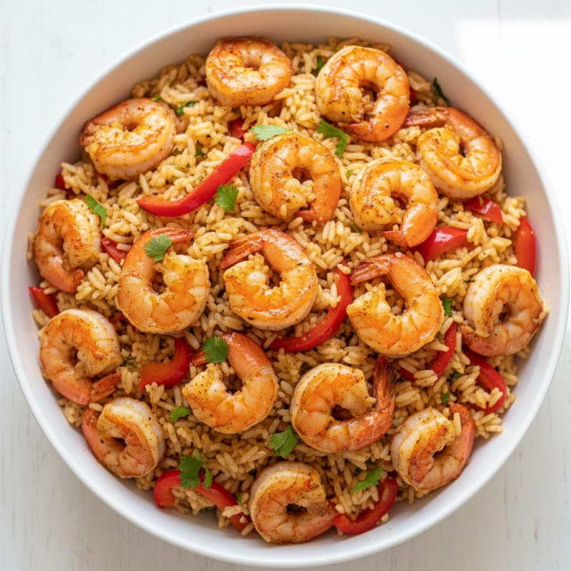 Shrimp and Rice with Bell Peppers