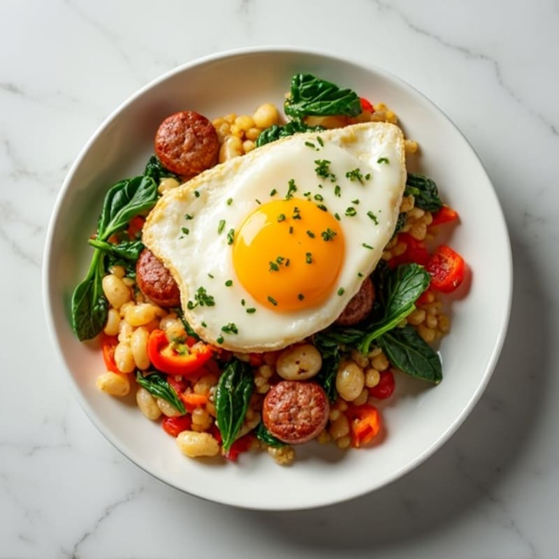 Egg White Veggie Scramble with Turkey Sausage