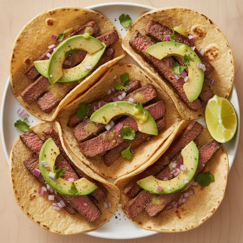 Pan-Seared Steak Tacos with Avocado