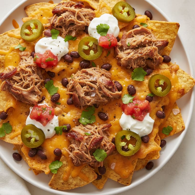Pulled Pork Nachos with Pickled Jalapeños