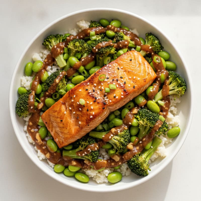 Teriyaki Salmon and Broccoli Bowl