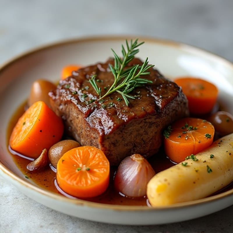Herb-Garlic Braised Pot Roast with Root Vegetables