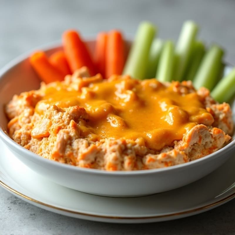 Creamy Baked Buffalo Chicken Dip with Fresh Veggies