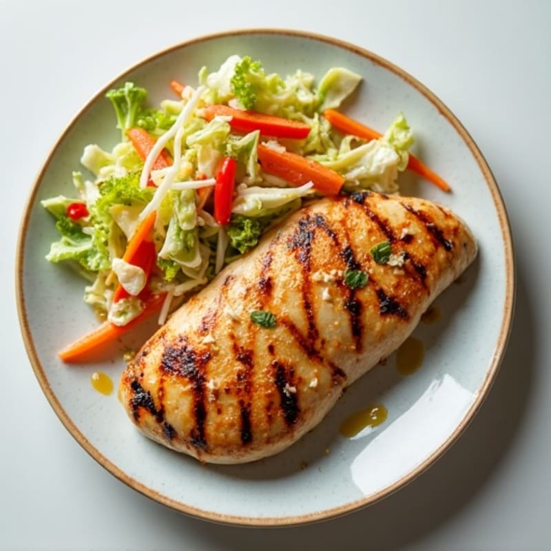 Grilled Chicken Breast with Crunchy Vegetable Slaw