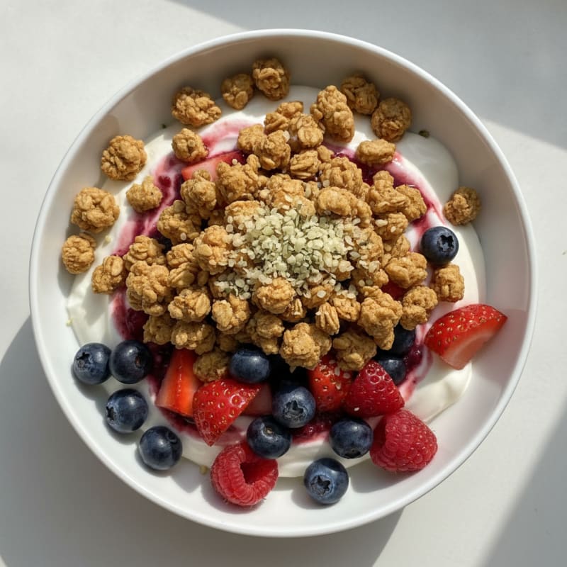 Creamy Greek Yogurt Parfait with Mixed Berries and Protein Granola