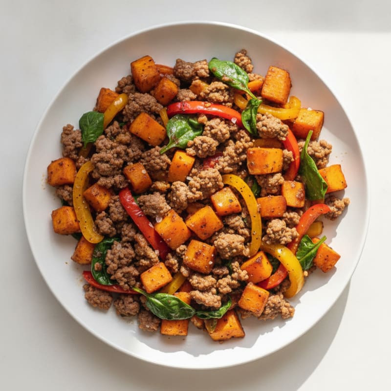 Sweet Potato Ground Beef Skillet