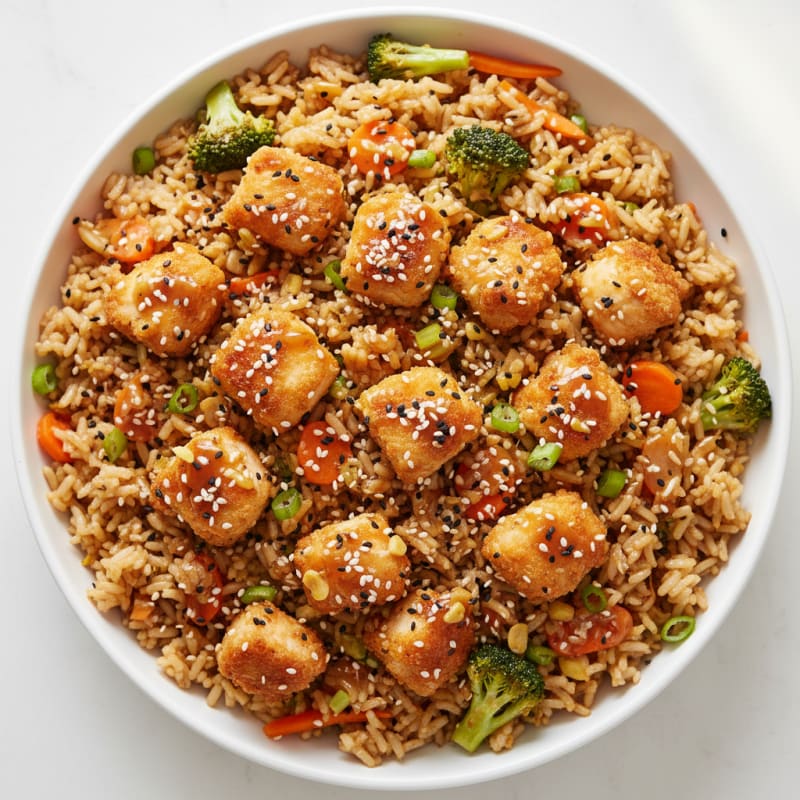 Crispy Sesame Chicken Fried Rice