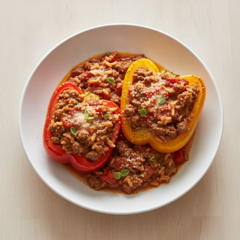 Beef and Rice Stuffed Bell Peppers