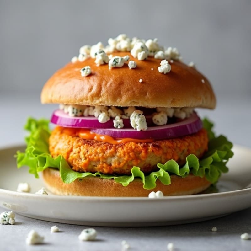 Spicy Buffalo Turkey Burger with Blue Cheese Crumbles
