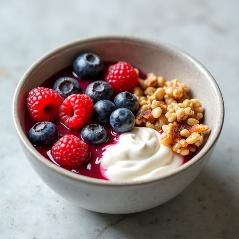 Silky Greek Yogurt with Mixed Berries and Protein Crunch