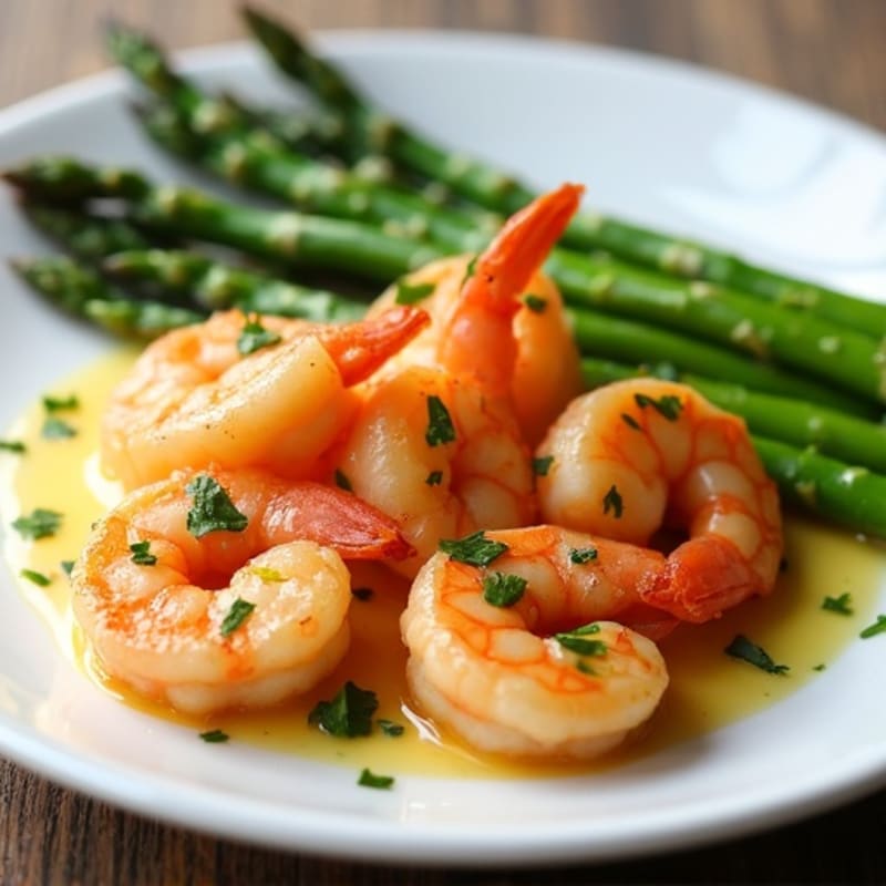 Lemon Garlic Pan-Seared Shrimp with Fresh Asparagus