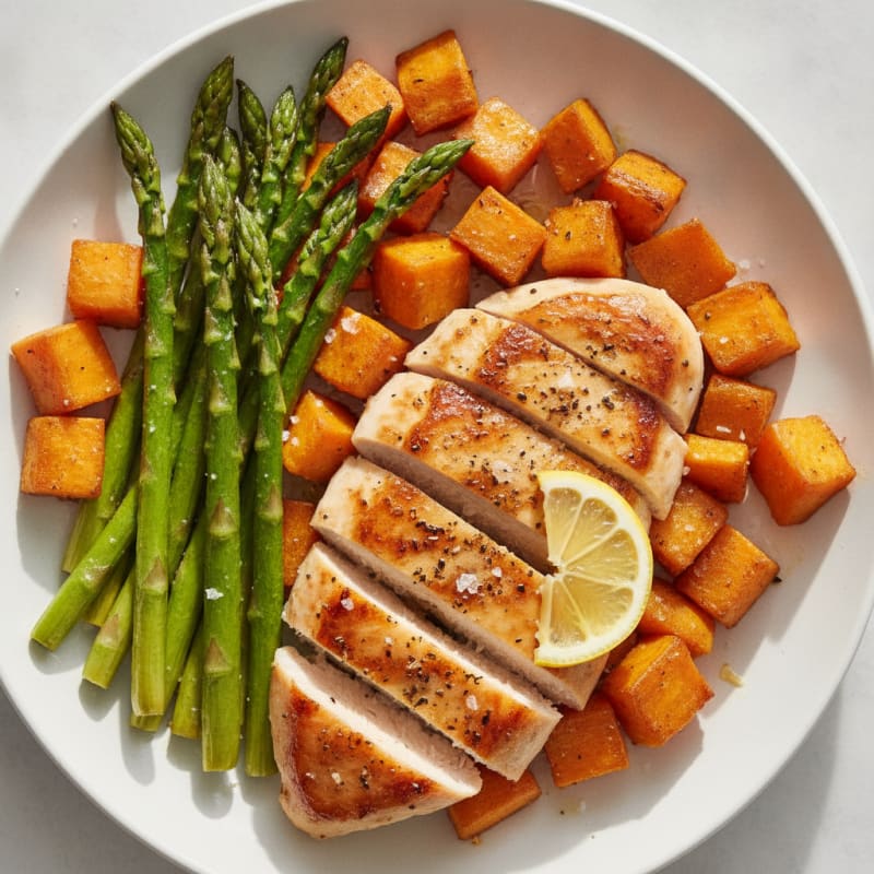 Pan-Seared Chicken with Roasted Asparagus