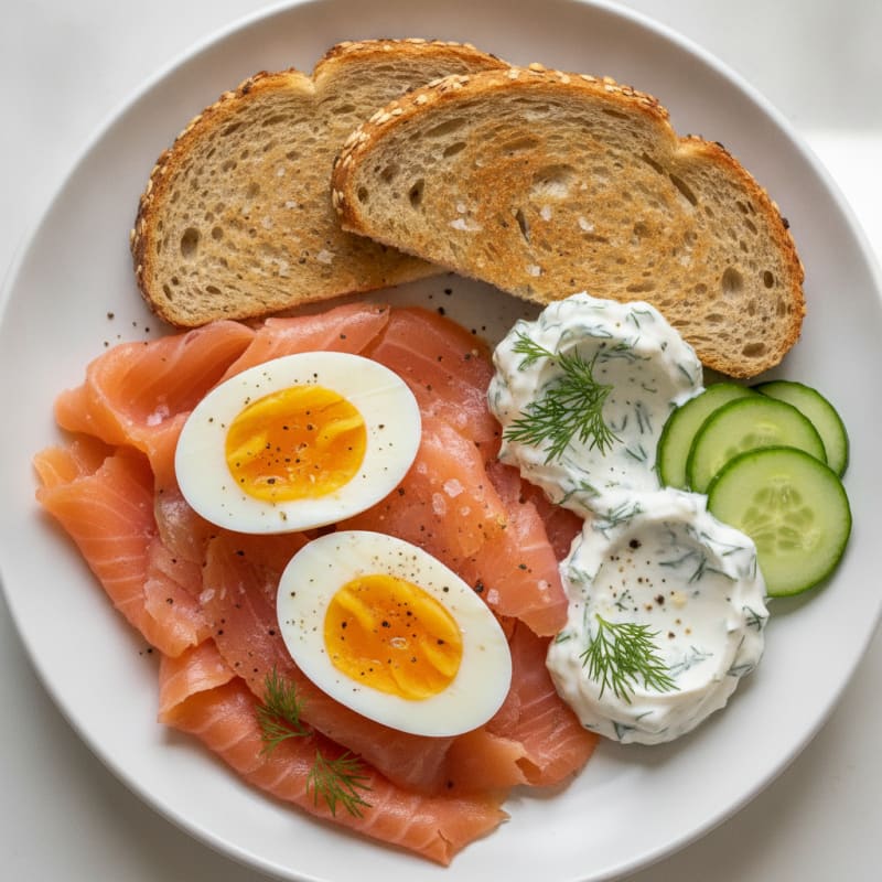 Protein-Packed Smoked Salmon and Boiled Egg Plate