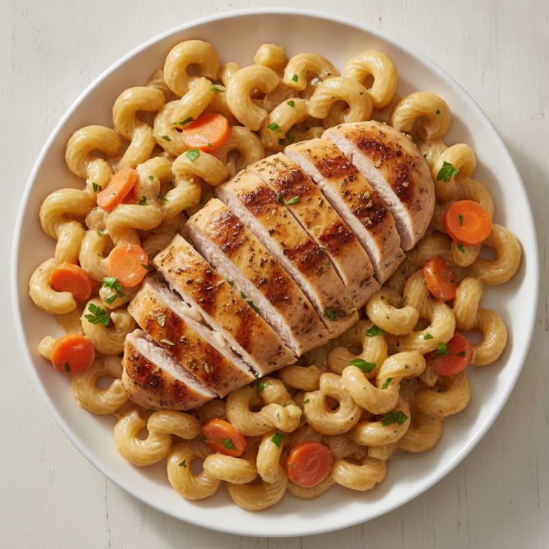 Herb-Grilled Chicken Breast with Creamy Pasta