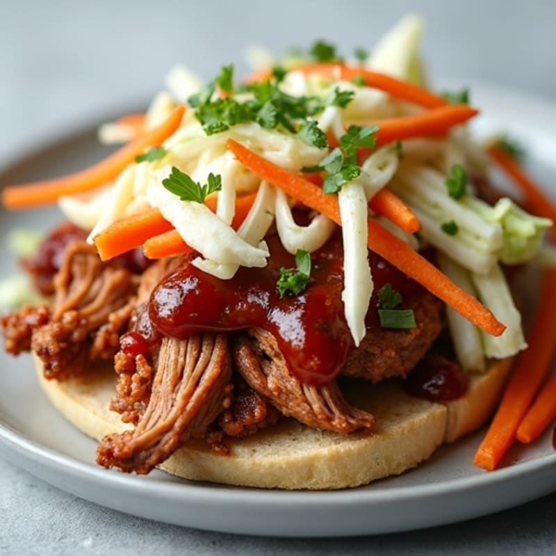 Tender Slow Cooked BBQ Pulled Pork with Crunchy Slaw