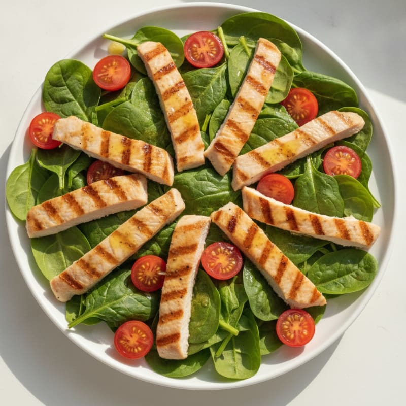 Grilled Turkey and Spinach Salad with Cherry Tomatoes