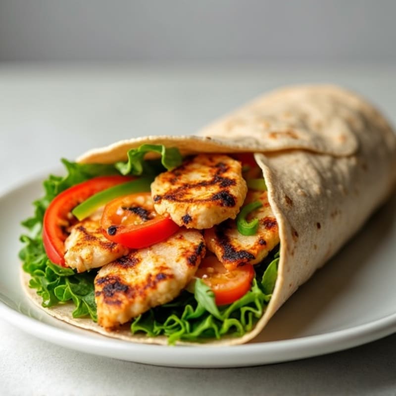 Crispy Grilled Chicken and Fresh Vegetable Wrap
