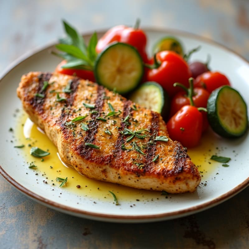 Herb-Crusted Pan Seared Chicken with Roasted Vegetables