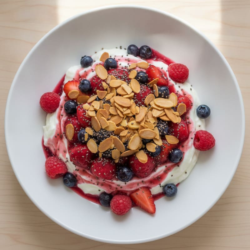 Greek Yogurt Protein Parfait with Mixed Berries