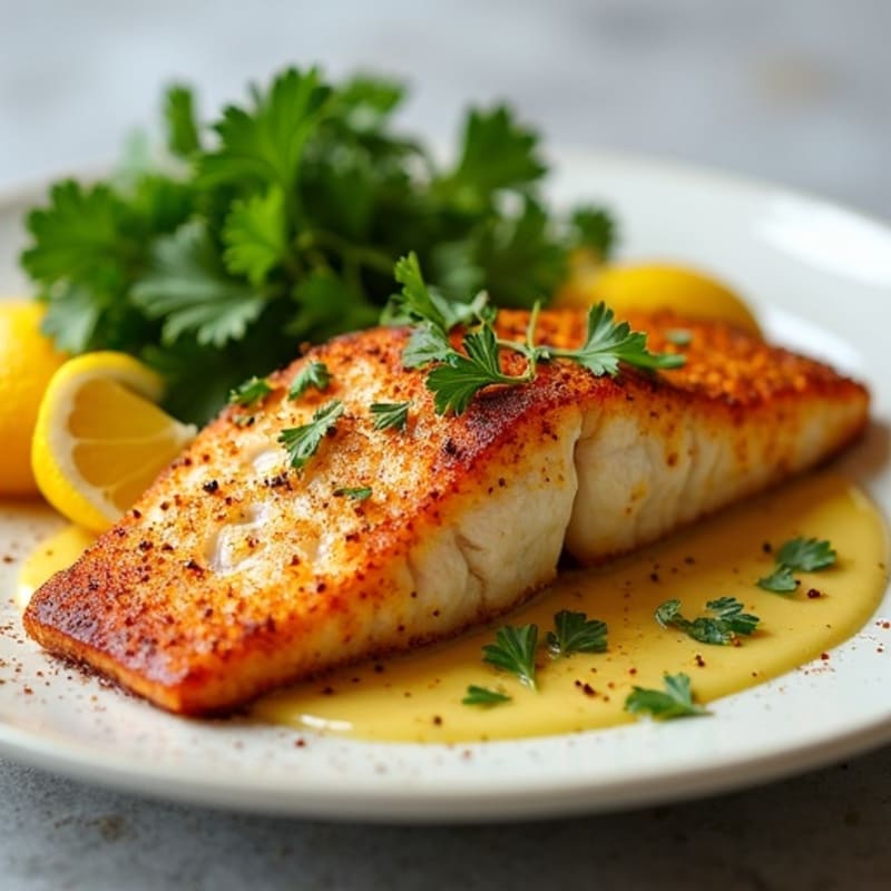 Crispy Blackened Catfish with Lemon-Herb Sauce
