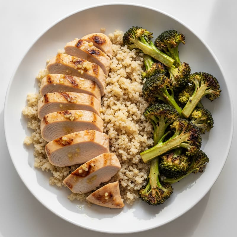 Grilled Chicken Breast with Roasted Broccoli and Quinoa