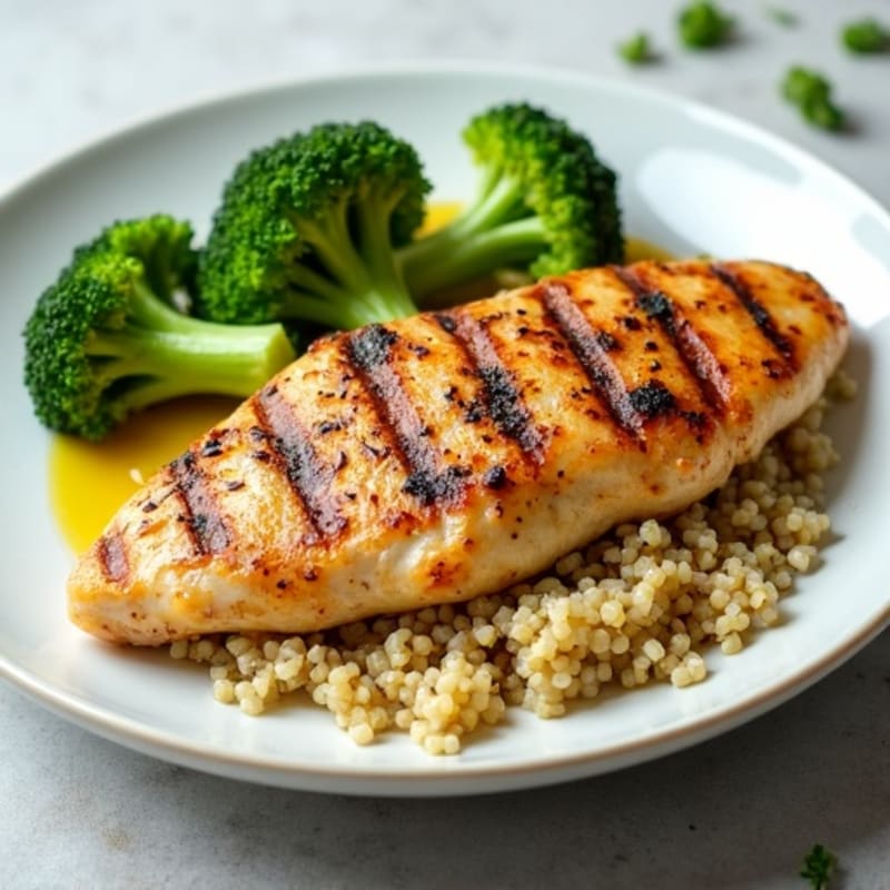 Grilled Chicken Breast with Quinoa and Steamed Broccoli