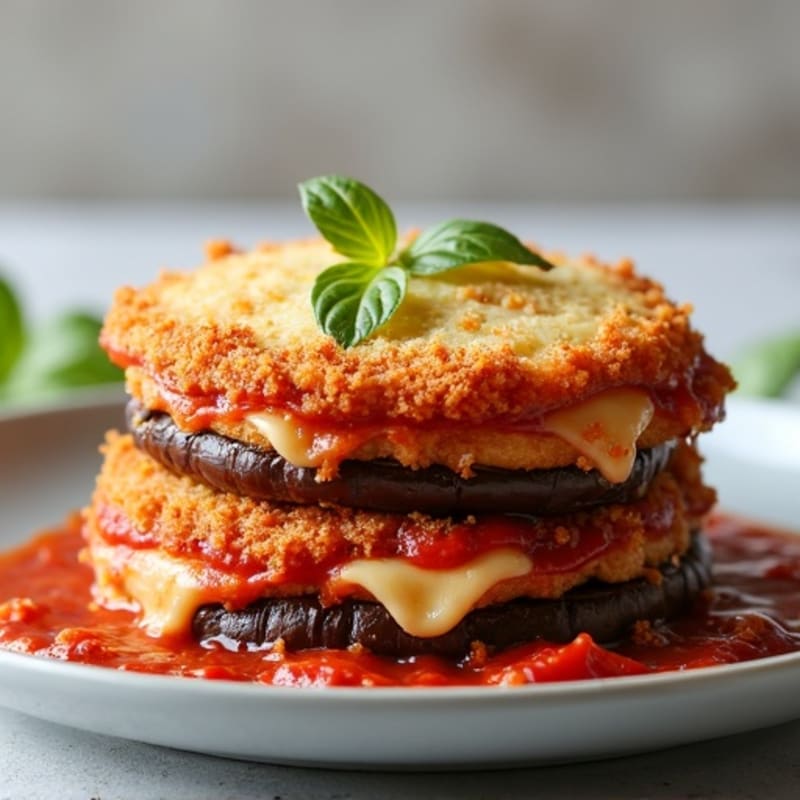 Crispy Baked Eggplant Parmesan Stack