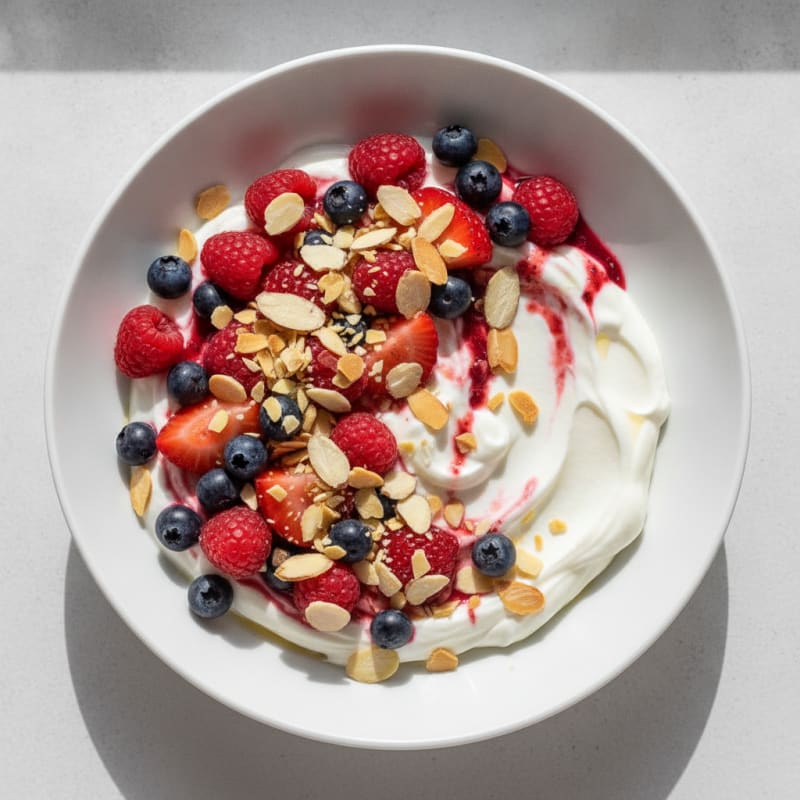 Greek Yogurt Protein Bowl with Mixed Berries and Almonds