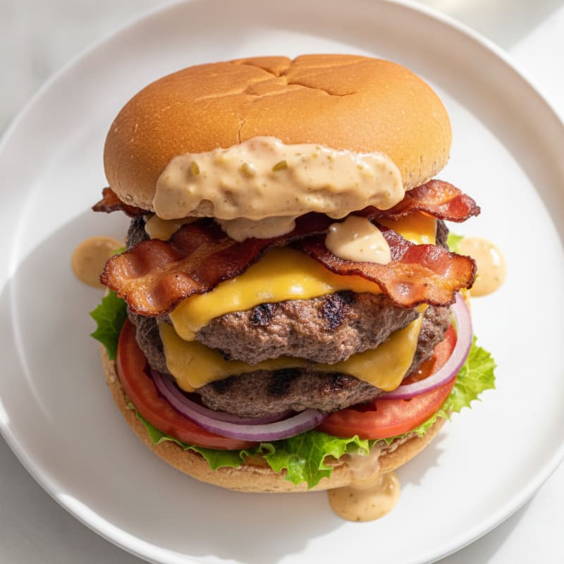 Double Bacon Cheeseburger with Secret Sauce