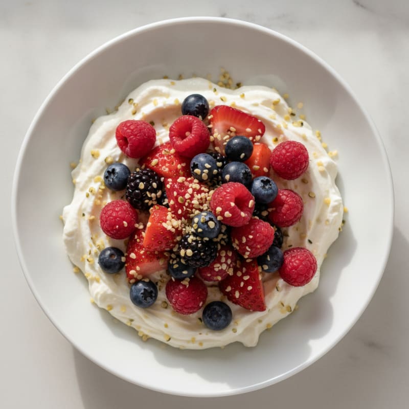 Silky Greek Yogurt with Mixed Berries and Protein Powder