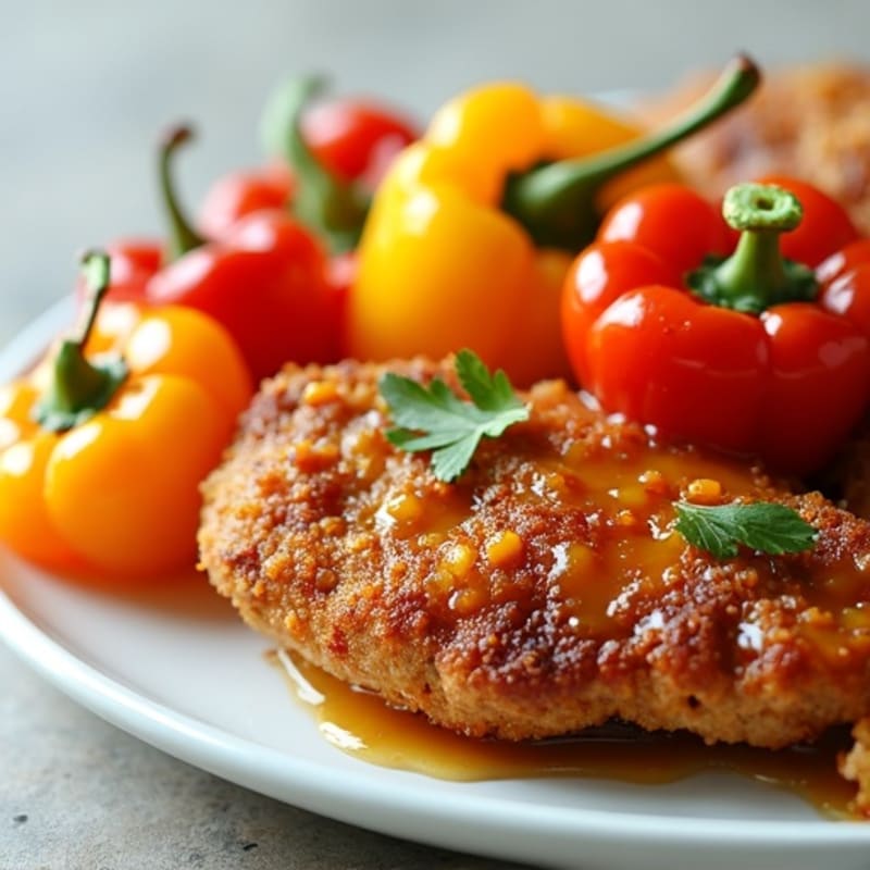 Crispy Sweet and Sour Chicken with Roasted Bell Peppers