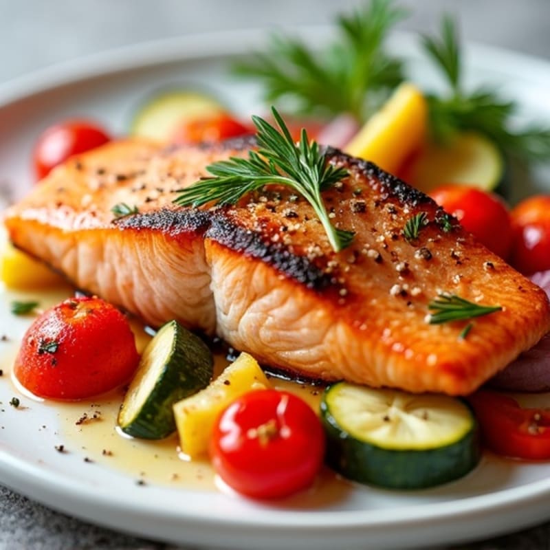 Oven Roasted Salmon with Crispy Vegetables