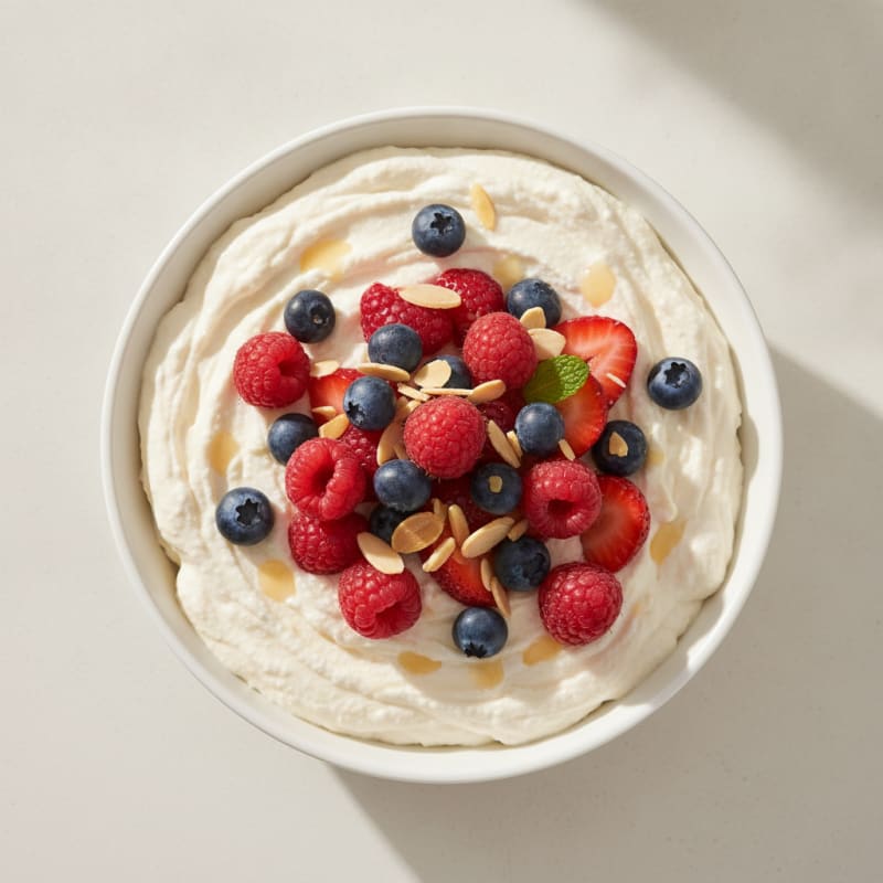 Greek Yogurt Protein Mousse with Mixed Berries