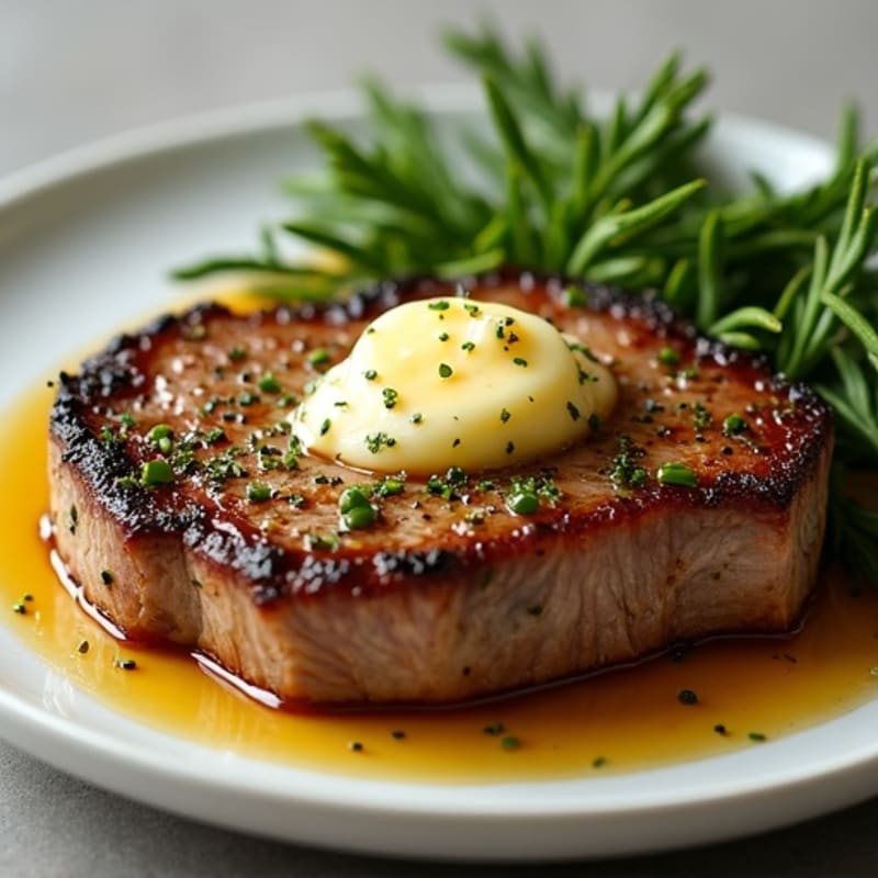 Herb-Crusted Pan Seared Steak with Garlic Butter
