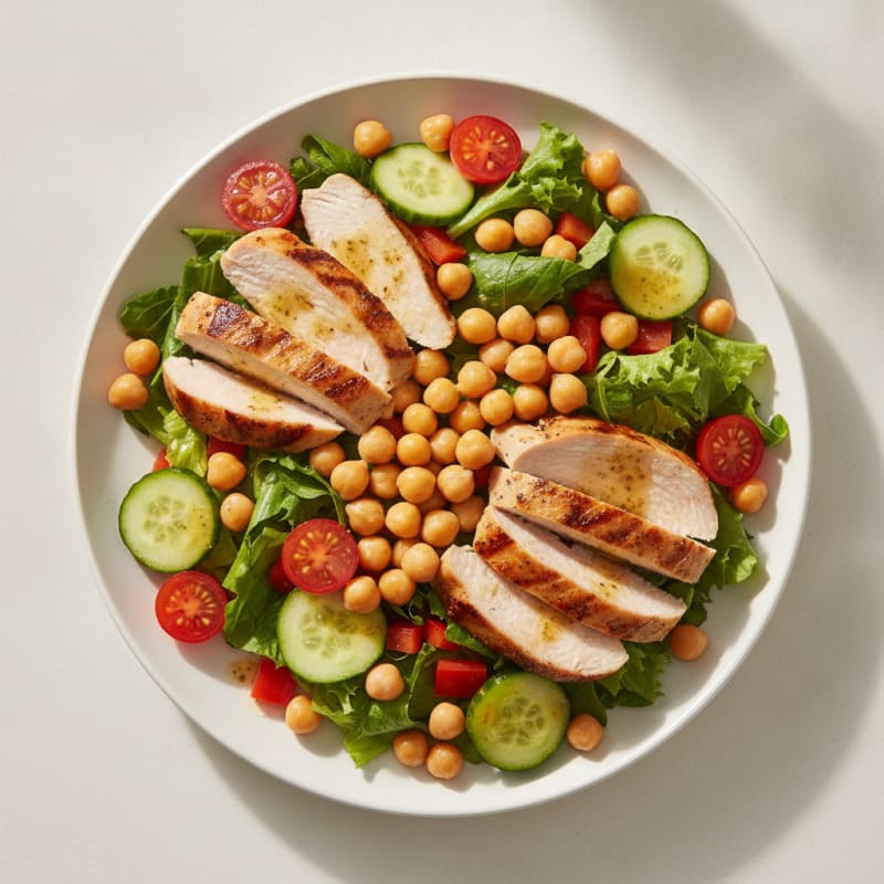 Grilled Turkey Breast Salad with Chickpeas and Fresh Vegetables