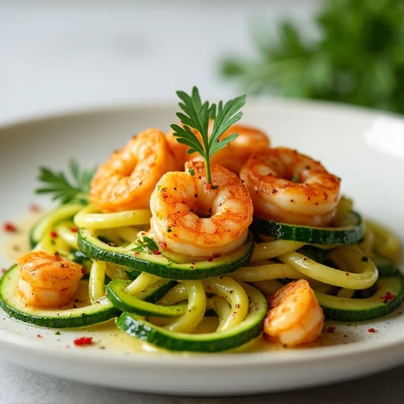 Pan-Seared Garlic Butter Shrimp with Fresh Zucchini Noodles