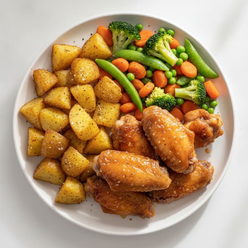 Honey-Garlic Chicken Wings with Roasted Potatoes