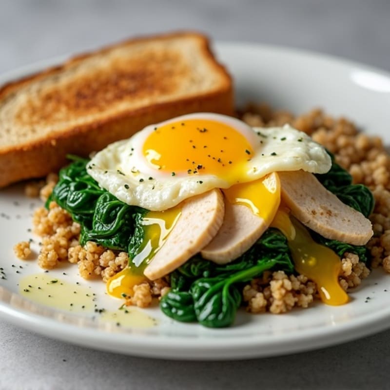 Chicken Egg White Scramble with Sautéed Spinach