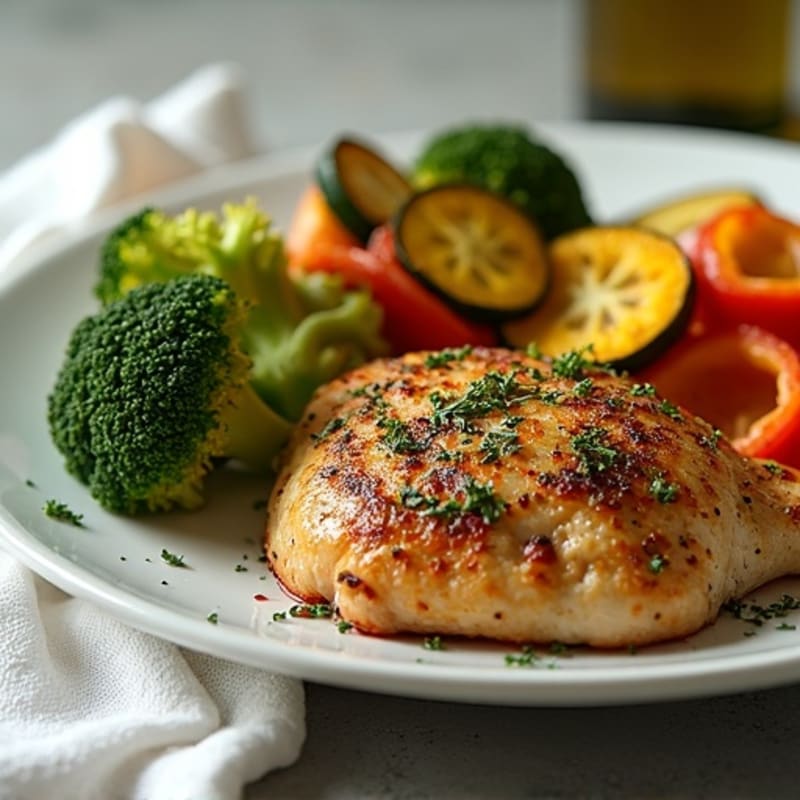 Herb-Crusted Pan Seared Chicken with Roasted Vegetables