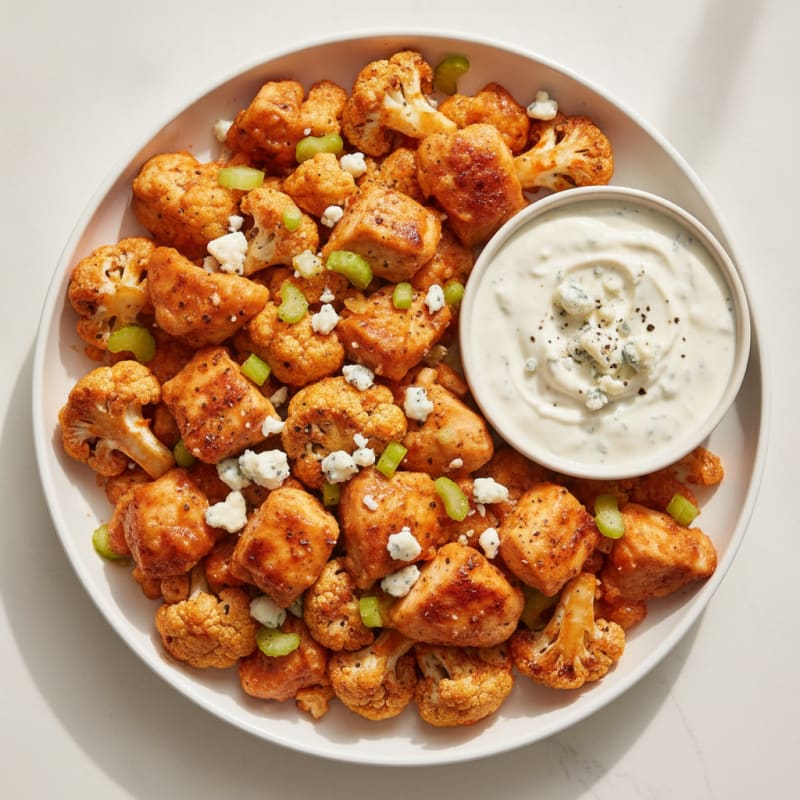 Buffalo Chicken and Cauliflower Bites