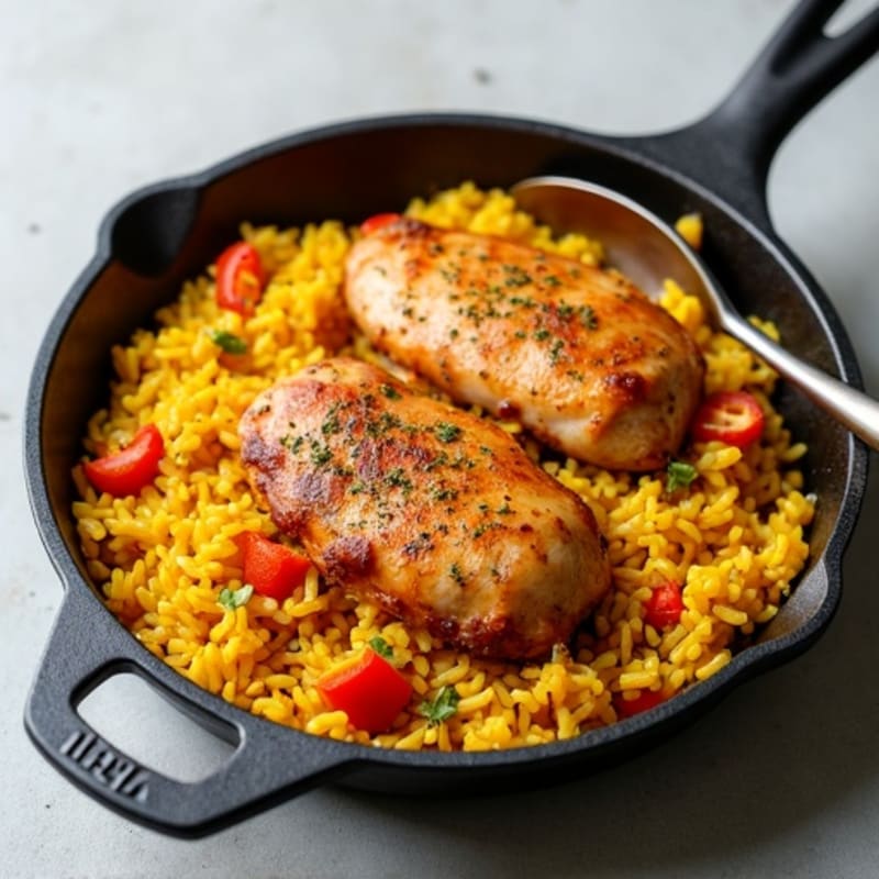 Saffron Chicken and Yellow Rice Skillet