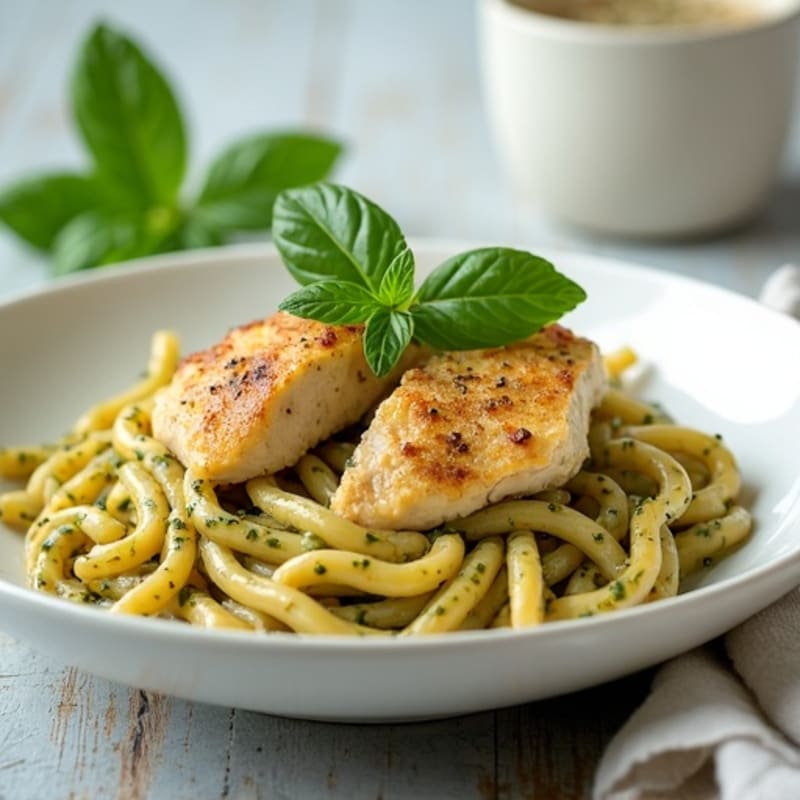 Creamy Pesto Chicken Pasta with Fresh Basil